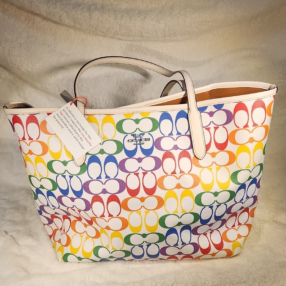 Coach Rainbow Signature Tote Bag